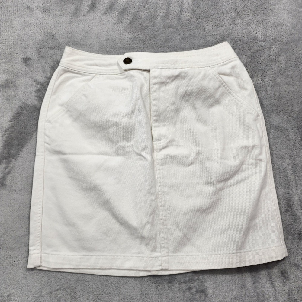 Vintage Liz Claiborne Lizwear Skirt Womens 4 White Denim Pencil Mini Preppy